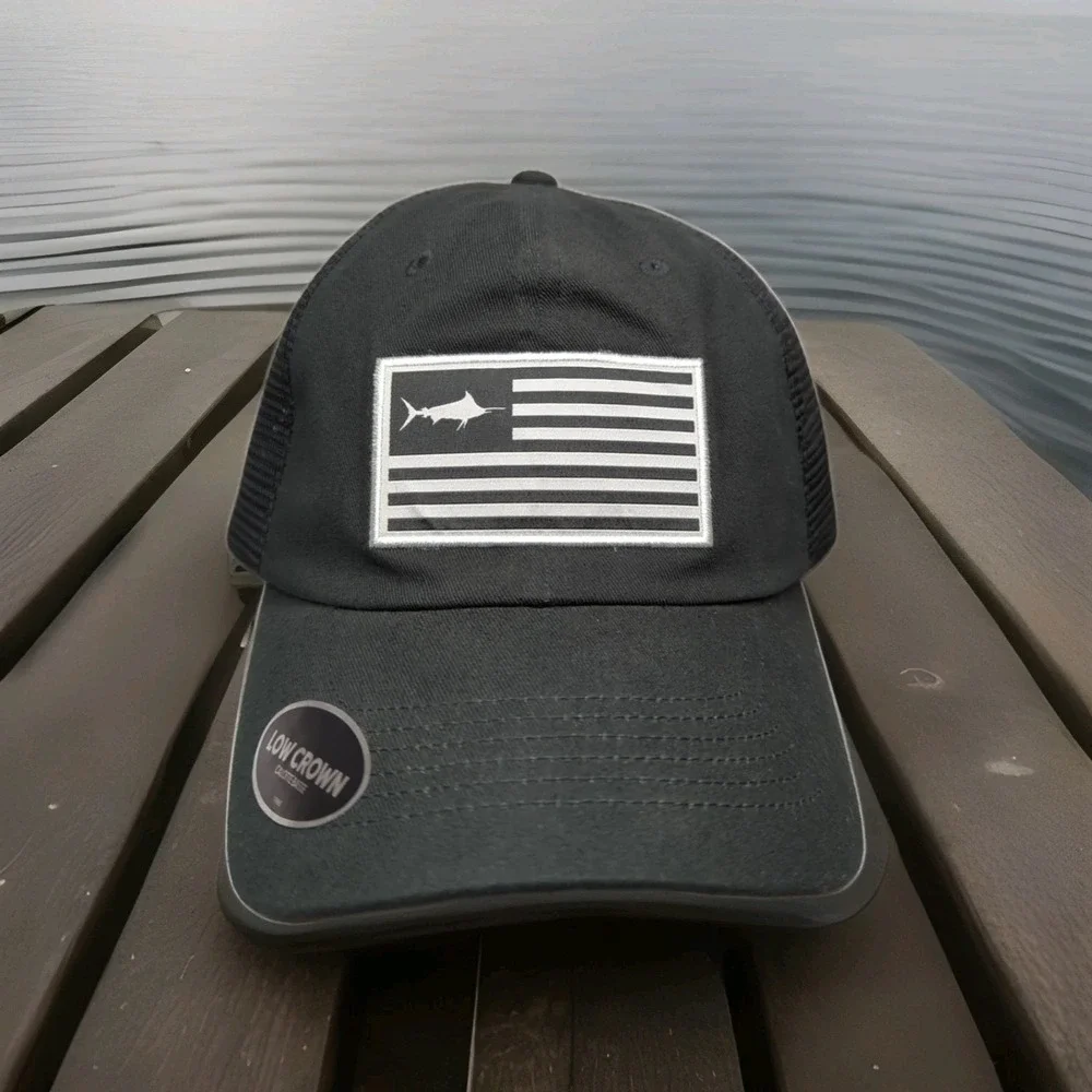 Columbia PFG Trucker Hat Unisex Snapback Low Crown Blackout Flag CU3234-010
